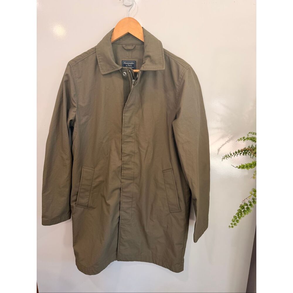 Abercrombie Fitch Olive Trench Coat Jacket S NWOT